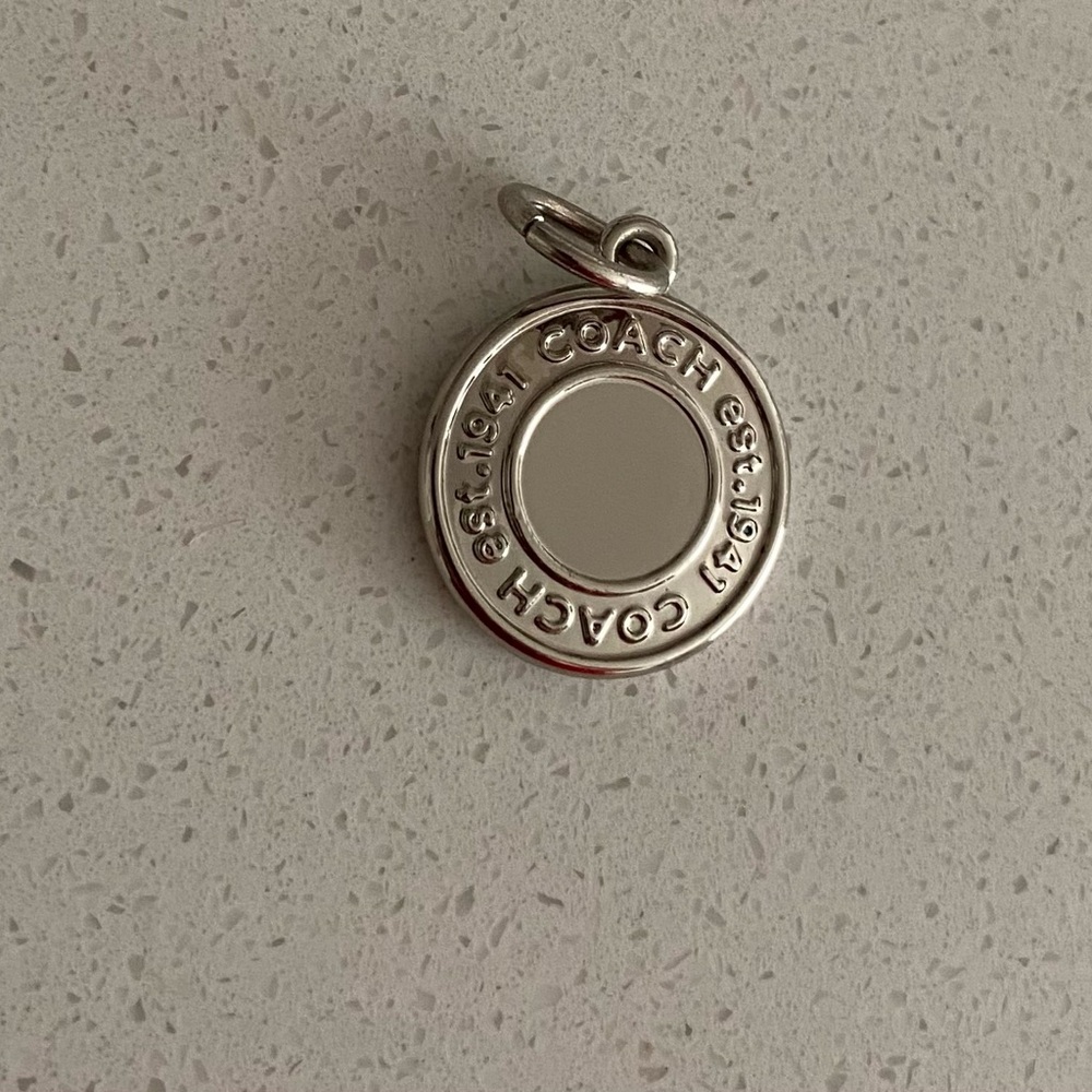 Coach Silver-Tone Round Logo Charm Pendant